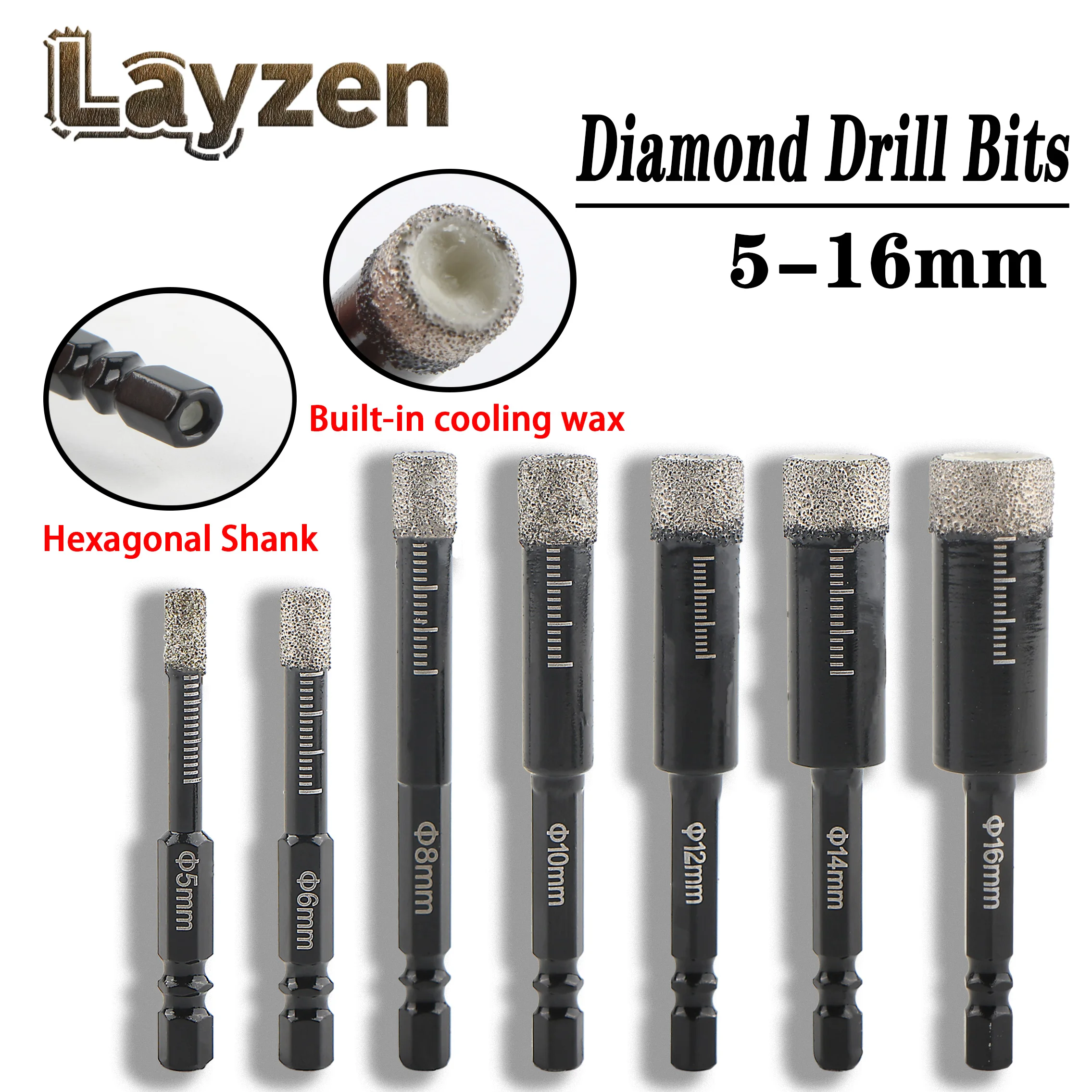 Hex Shank Brazed Diamond Dry Drill Bit 5-16mm Hole Saw For Glass Porcelain Granite Marble Ceramic Tile Hole Opener Drilling Tool
Hex Shank Brazed Diamond Dry Drill Bit 5-16mm Hole Saw For Glass Porcelain Granite Marble Ceramic Tile Hole Opener Drilling Tool