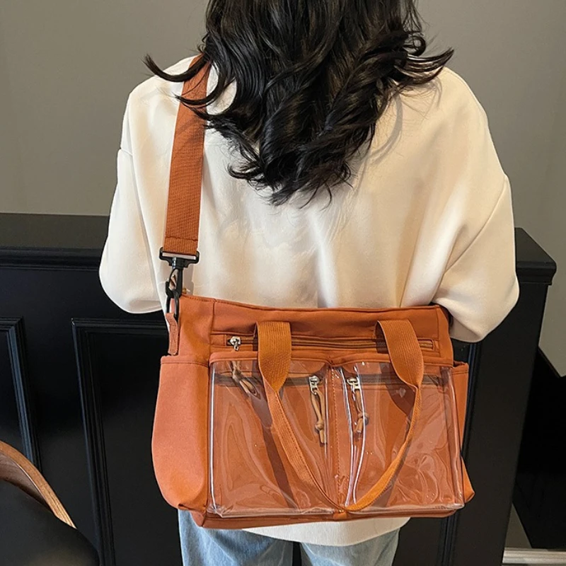 Large Capacity Women Shoulder Crossbody Bag Oxford and PVC Messenger Bag Commuter Portable Handbag Multi Layers Camping Tote Bag
Large Capacity Women Shoulder Crossbody Bag Oxford and PVC Messenger Bag Commuter Portable Handbag Multi Layers Camping Tote Bag