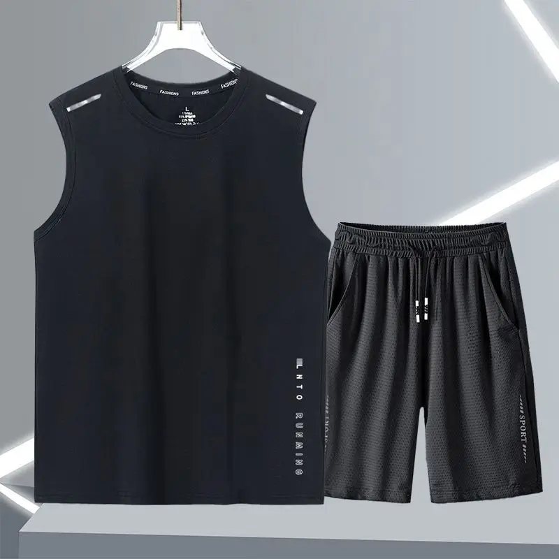 Men's Ice Silk Quick Dry Sleeveless T-shirt Shorts Set Breathable Gym Basketball Sports Suit
Men's Ice Silk Quick Dry Sleeveless T-shirt Shorts Set Breathable Gym Basketball Sports Suit