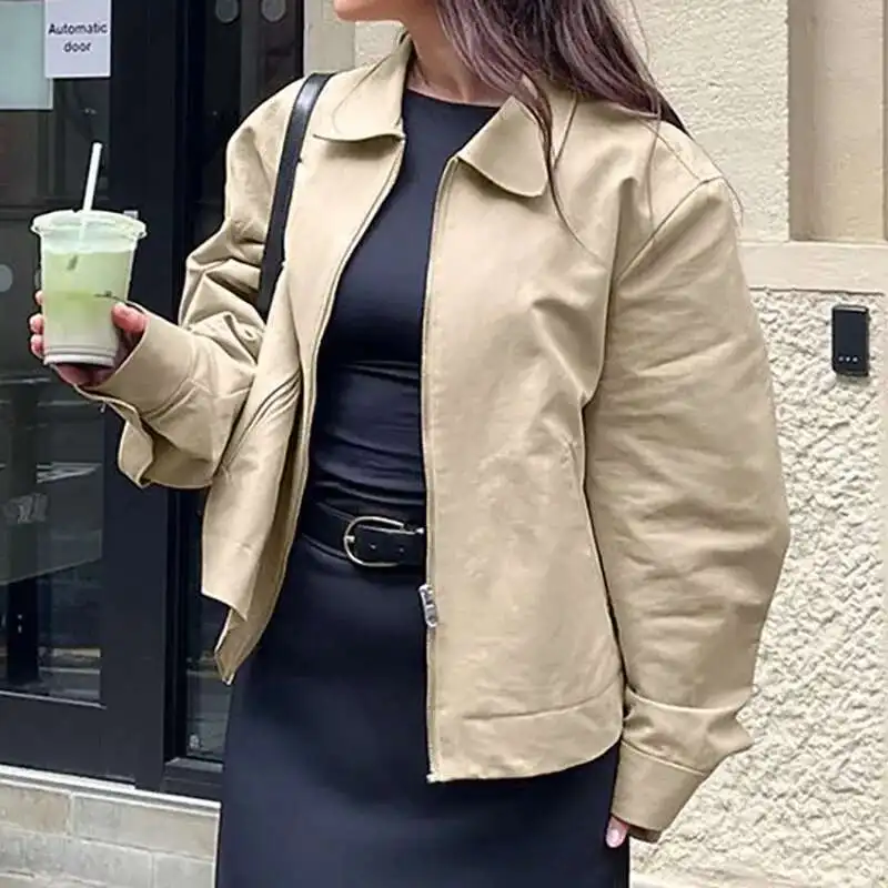 Spring New Retro Workwear Style Women's Jacket Design Sense European And American Fashion Casual Windbreaker Coat
Spring New Retro Workwear Style Women's Jacket Design Sense European And American Fashion Casual Windbreaker Coat