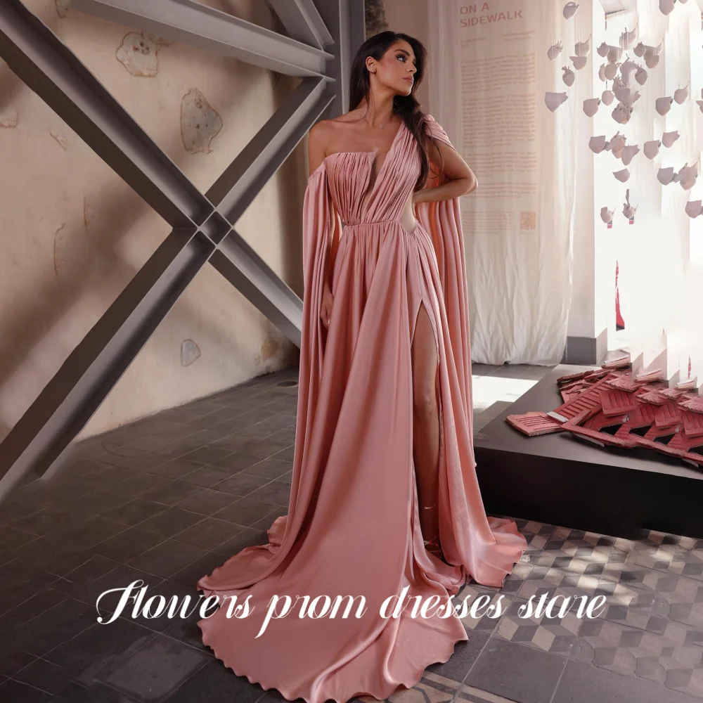 Flowers Rose Pink Prom Dress Pleats Off Shoulder Evening Dress Split Satin Party Dress for Women vestidos de fiesta Customized
Flowers Rose Pink Prom Dress Pleats Off Shoulder Evening Dress Split Satin Party Dress for Women vestidos de fiesta Customized