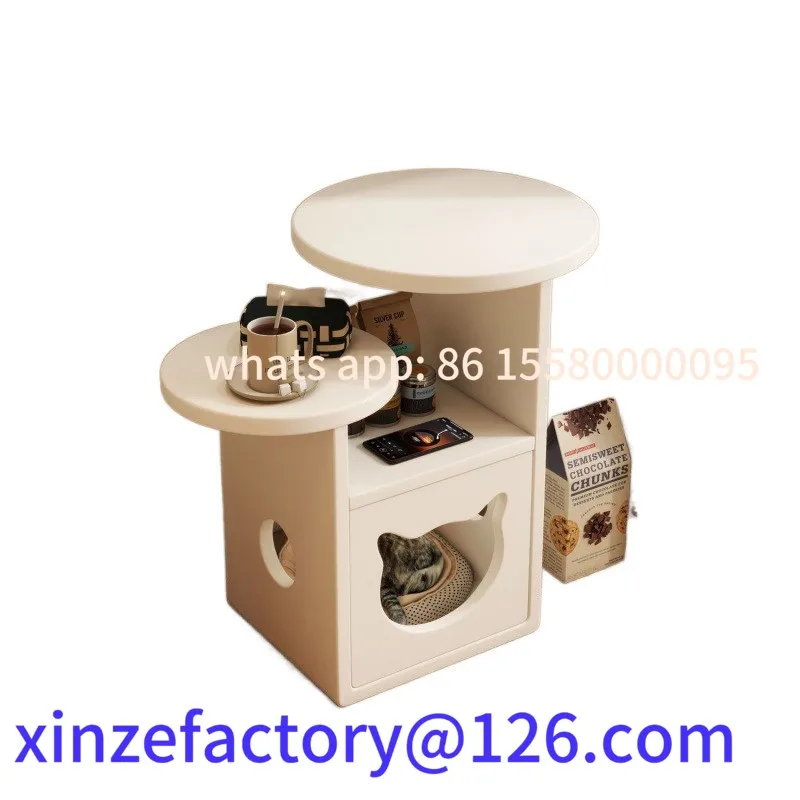 Customizable Warming Nightstand Solid Wood Wood Color Edge A Few Round Coffee Table Shelf Advanced Sense Creative Pet Nest Small 
Customizable Warming Nightstand Solid Wood Wood Color Edge A Few Round Coffee Table Shelf Advanced Sense Creative Pet Nest Small