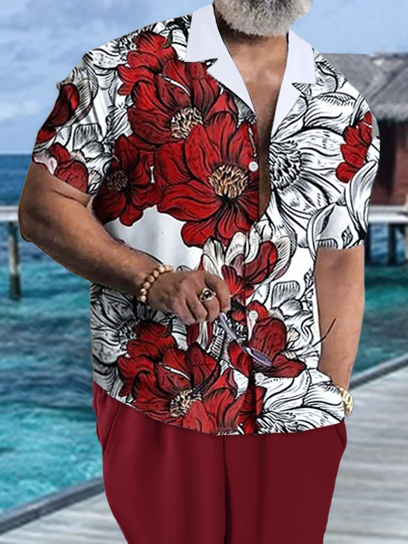 Men's Red & White Floral Vacation Set 2 Piece Short Sleeve Shirt & Drawstring Shorts Casual Outfit
Men's Red & White Floral Vacation Set 2 Piece Short Sleeve Shirt & Drawstring Shorts Casual Outfit