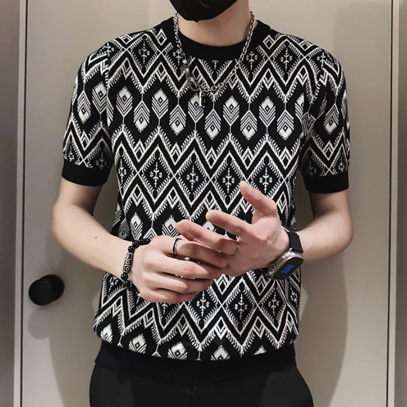 Высококачественная винтажная трикотажная Мужская облегающая футболка с коротким рукавом и круглым вырезом, Повседневная Уличная одежда, футболки 
Высококачественная винтажная трикотажная Мужская облегающая футболка с коротким рукавом и круглым вырезом, Повседневная Уличная одежда, футболки