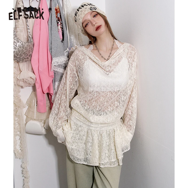 ELFSACK 2025 Spring New Arrivals Sexy Sweet White Camisole Lace Shirt Two-piece Suit Women
ELFSACK 2025 Spring New Arrivals Sexy Sweet White Camisole Lace Shirt Two-piece Suit Women