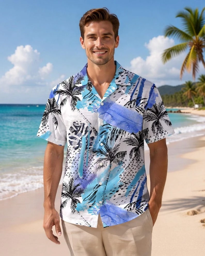 2026 Summer Fashion New Men's Coconut Tree Hawaiian Button Shirt Loose Quick Drying Sports Vacation Style Parent Child T-shirt
2026 Summer Fashion New Men's Coconut Tree Hawaiian Button Shirt Loose Quick Drying Sports Vacation Style Parent Child T-shirt