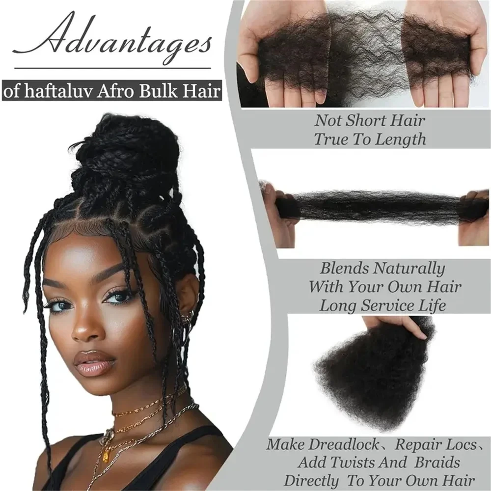 Afro Kinky 100% Human Hair Kinky Bulk for Braiding Natural Mini Twist Look QVR Human Hair Bulk Dreadlock Loks Repair
Afro Kinky 100% Human Hair Kinky Bulk for Braiding Natural Mini Twist Look QVR Human Hair Bulk Dreadlock Loks Repair