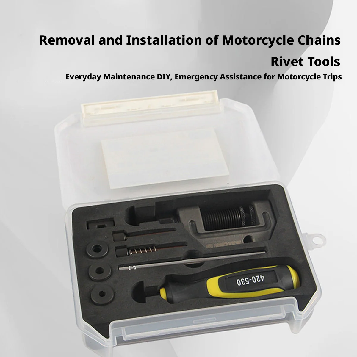 Motorcycle Chain Riveter Tool Universal Bike Chain Breaker Removal Repair Tools for Motorbike Maintenance
Motorcycle Chain Riveter Tool Universal Bike Chain Breaker Removal Repair Tools for Motorbike Maintenance