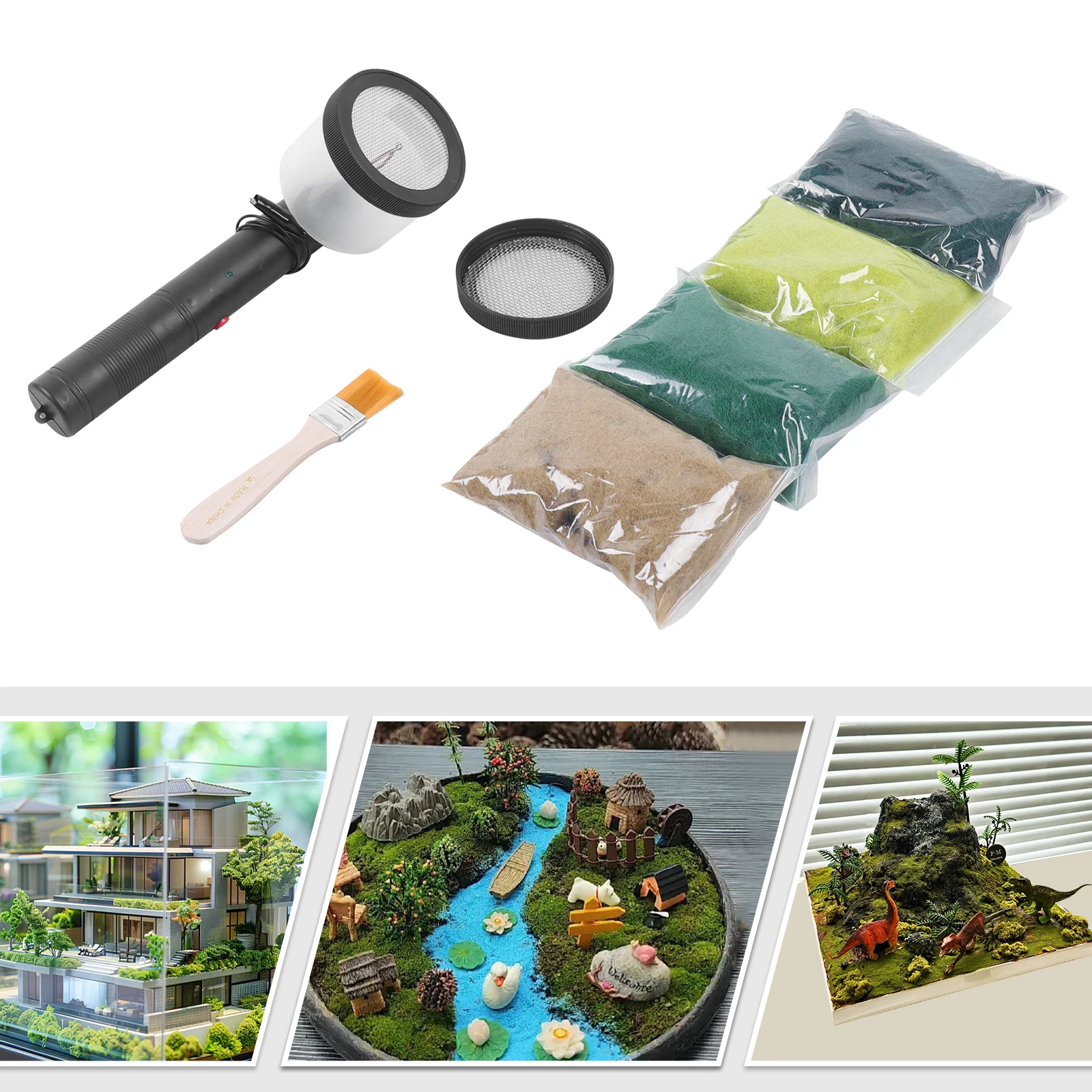 Grass Flocking Applicator Black ABS Mini Electrostatic Flocking Machine 0.15W DC 3V Handheld Static Grass Flock Applicator
Grass Flocking Applicator Black ABS Mini Electrostatic Flocking Machine 0.15W DC 3V Handheld Static Grass Flock Applicator