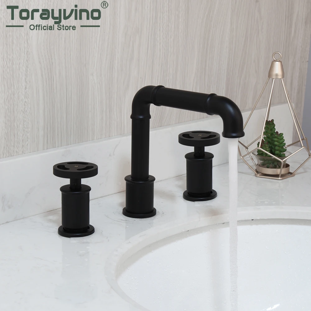 Torayvino Matte Black Bathroom Faucet Basin Sink Deck Mounted 3 PCS Industrial Unique Design Bathtub Mixer Water Tap Set
Torayvino Matte Black Bathroom Faucet Basin Sink Deck Mounted 3 PCS Industrial Unique Design Bathtub Mixer Water Tap Set