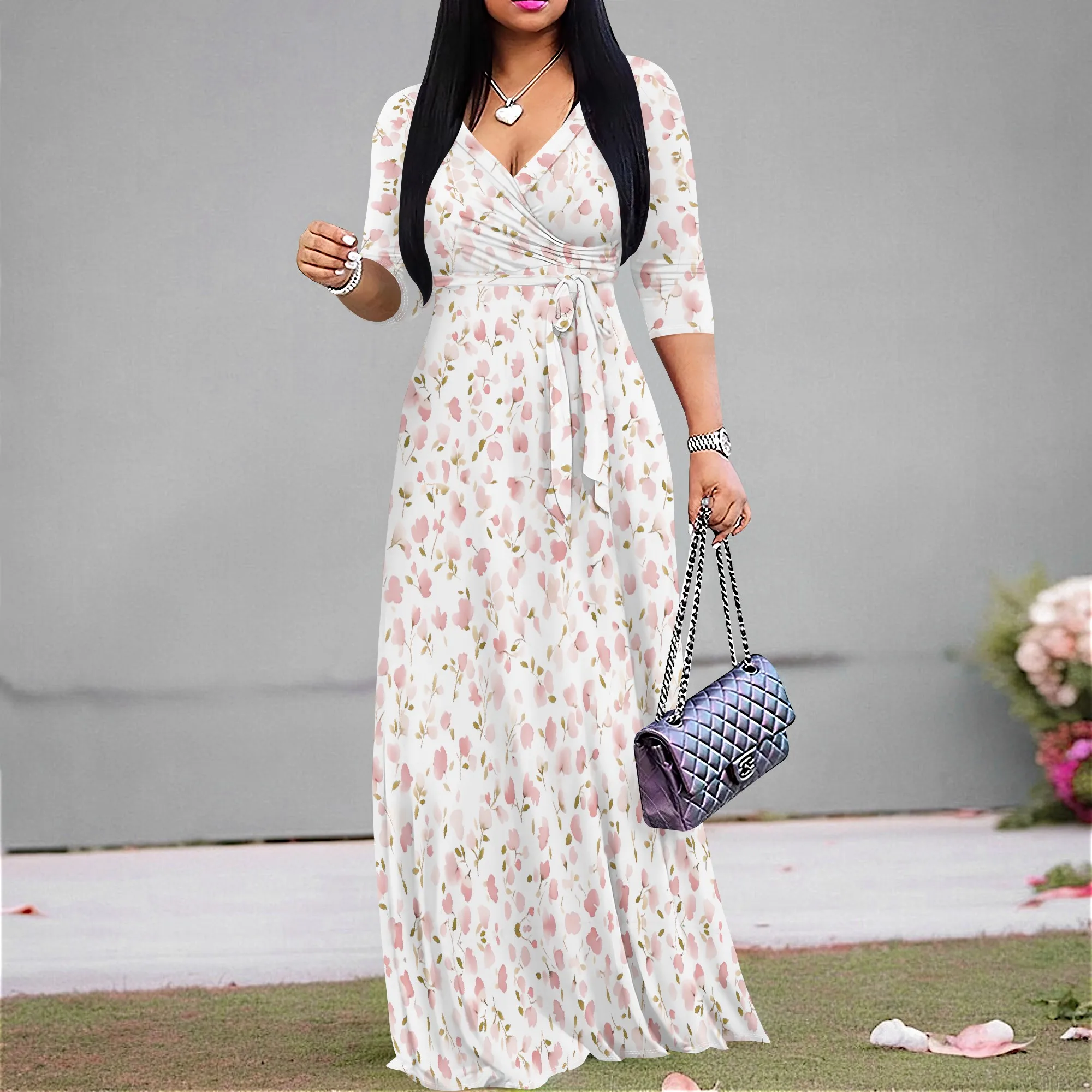 Women's Rose Print Maxi Dress Wrap V Neck Elegant Floral Long Sleeve Spring Garden Wedding Guest Dress S-3XL
Women's Rose Print Maxi Dress Wrap V Neck Elegant Floral Long Sleeve Spring Garden Wedding Guest Dress S-3XL