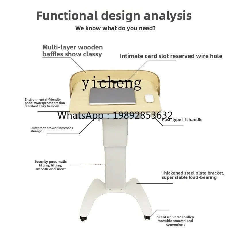 Lifting Table Movable Lecture Podium Conference Speaking Podium Hosting Podium Training Classroom Lectern Table