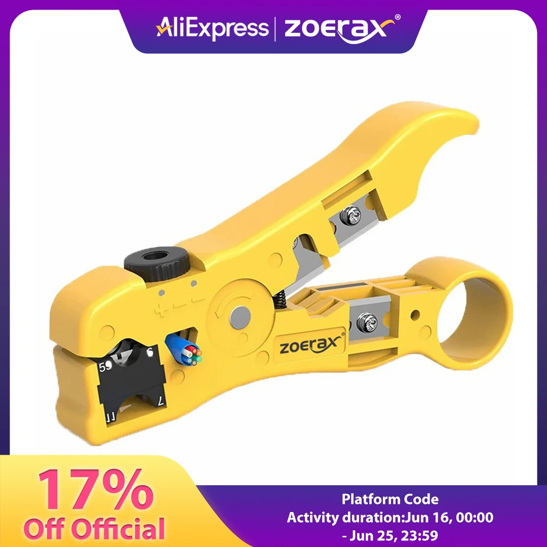 ZoeRax Universal Cable Wire Stripper Cutter Stripping Tool for Flat or Round UTP Cat5 Cat6 Wire Coax Coaxial
ZoeRax Universal Cable Wire Stripper Cutter Stripping Tool for Flat or Round UTP Cat5 Cat6 Wire Coax Coaxial