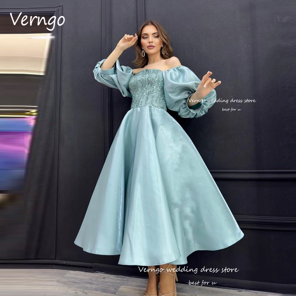 Verngo 2023 Glitter Dubai Arabic Women Evening Party Dresses Off the Shoulder Puff Long Sleeves A Line Ankle Length Prom Gowns
Verngo 2023 Glitter Dubai Arabic Women Evening Party Dresses Off the Shoulder Puff Long Sleeves A Line Ankle Length Prom Gowns