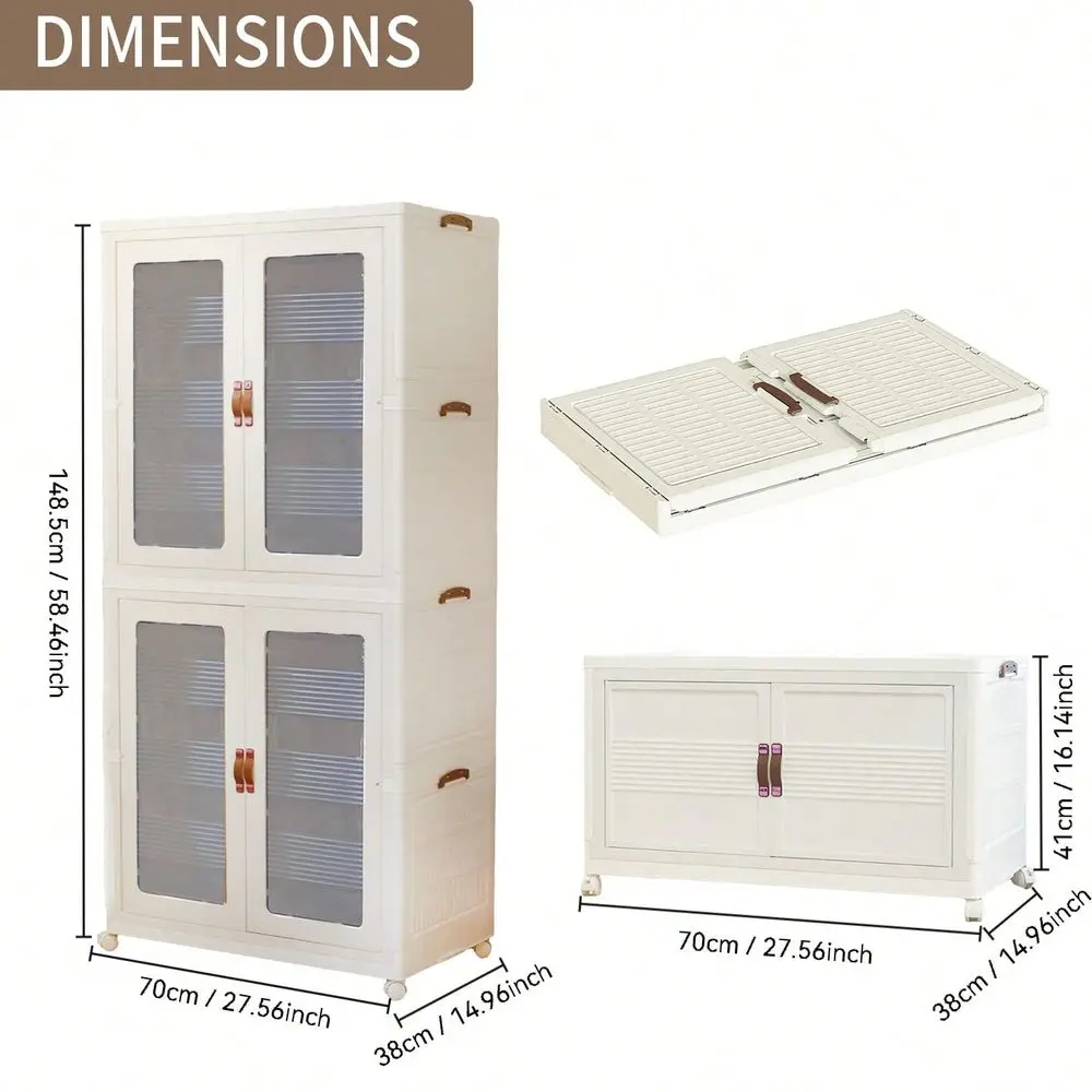 Closet Wardrobe, Folding Storage Bins With Lid, Stackable Storage Box With Hanging Rod And Doors, Collapsible Plastic Clothes C
Closet Wardrobe, Folding Storage Bins With Lid, Stackable Storage Box With Hanging Rod And Doors, Collapsible Plastic Clothes C