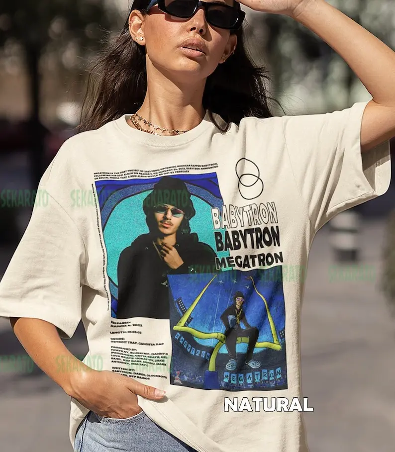 Megatron - Babytron Shirt | Retro Music T-shirt | Babytron Music Inspired Shirt | Megatron Tracklist Tee mt01
Megatron - Babytron Shirt | Retro Music T-shirt | Babytron Music Inspired Shirt | Megatron Tracklist Tee mt01