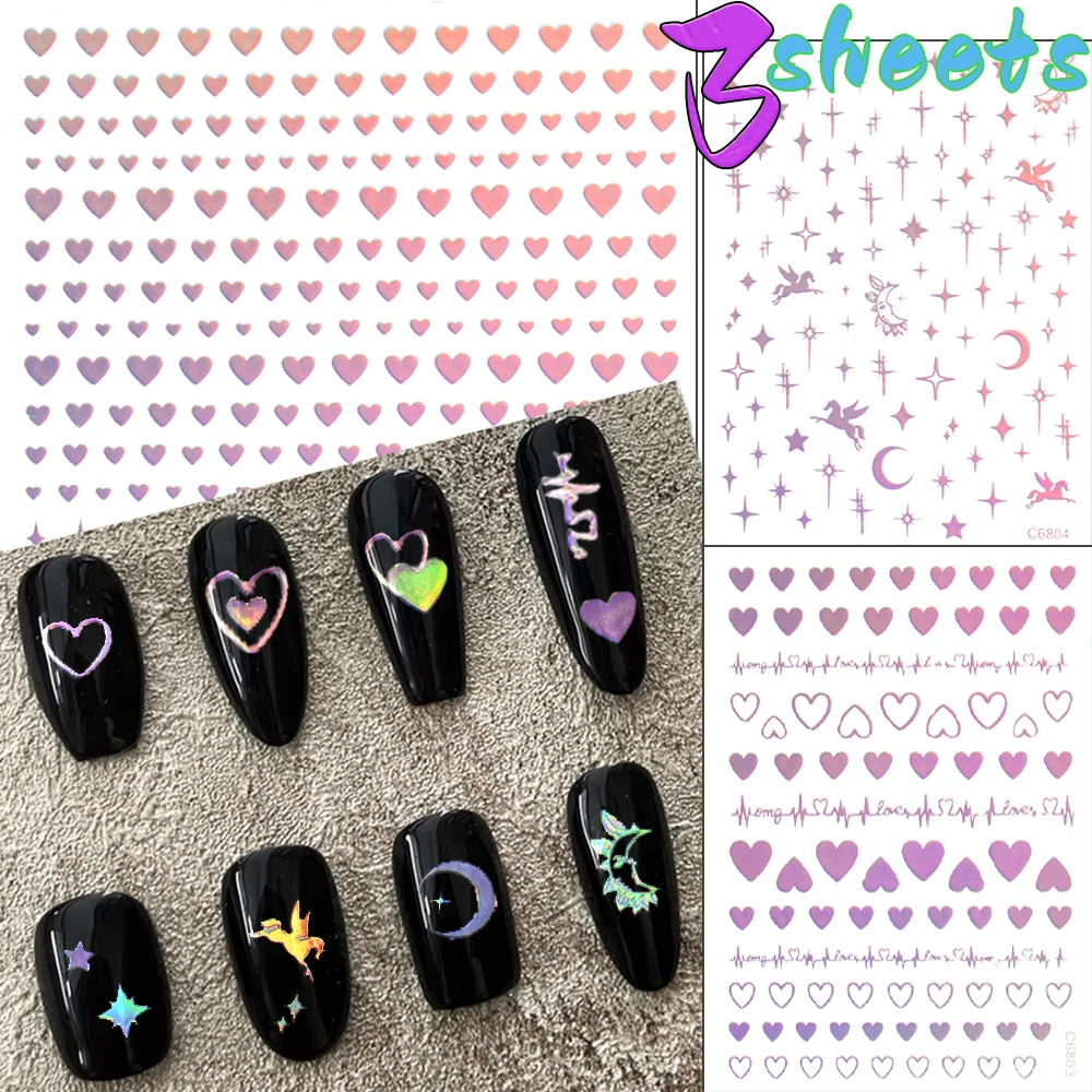 1/3pcs 3D Bronzing Gold Love Heart Nail Art Stickers Y2K Holographic Stars Sun Sliders Starlight DIY Decals Manicure Decoration
1/3pcs 3D Bronzing Gold Love Heart Nail Art Stickers Y2K Holographic Stars Sun Sliders Starlight DIY Decals Manicure Decoration