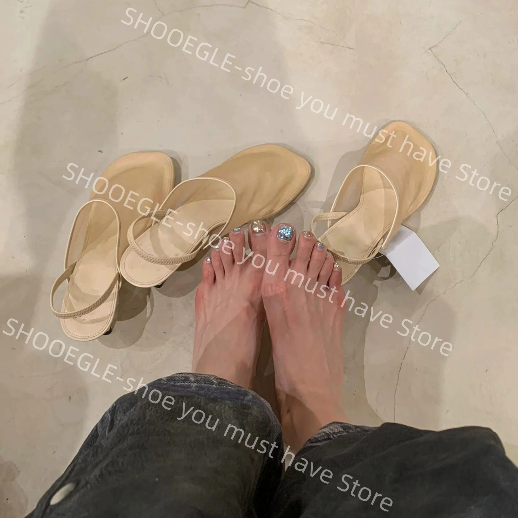 Women's Beige Mesh Square Toe High Heel Sandals Minimalist Breezy Elegance Retro Ladies Beach Casual Classic Design Slippers
Women's Beige Mesh Square Toe High Heel Sandals Minimalist Breezy Elegance Retro Ladies Beach Casual Classic Design Slippers