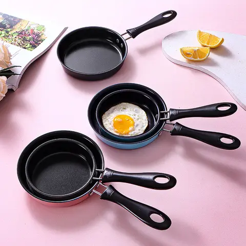 12cm Mini Frying Pan Stainless Steel Prevent Stick Induction Pot Round Breakfast Small Fry Egg Pan With Long Handle Kitchen Tool
