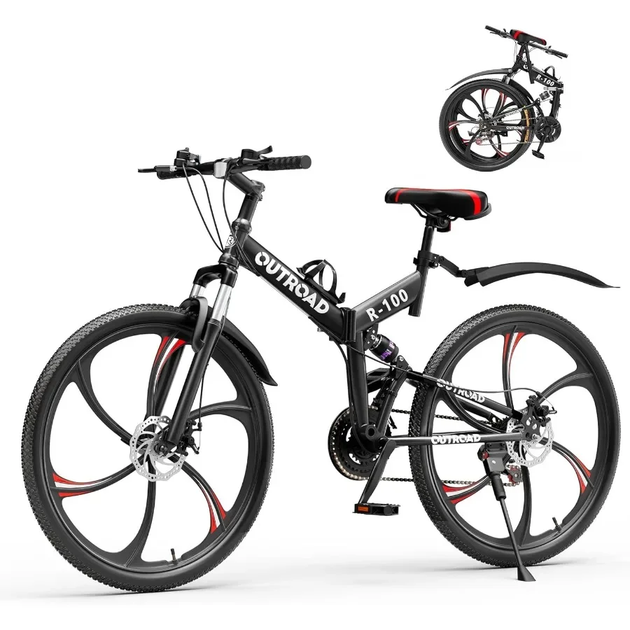26 Inch Folding Mountain Bike with 21 Speeds and Full Suspension for Adults Featuring Dual Disc Brakes High Carbon Steel Frame
26 Inch Folding Mountain Bike with 21 Speeds and Full Suspension for Adults Featuring Dual Disc Brakes High Carbon Steel Frame
