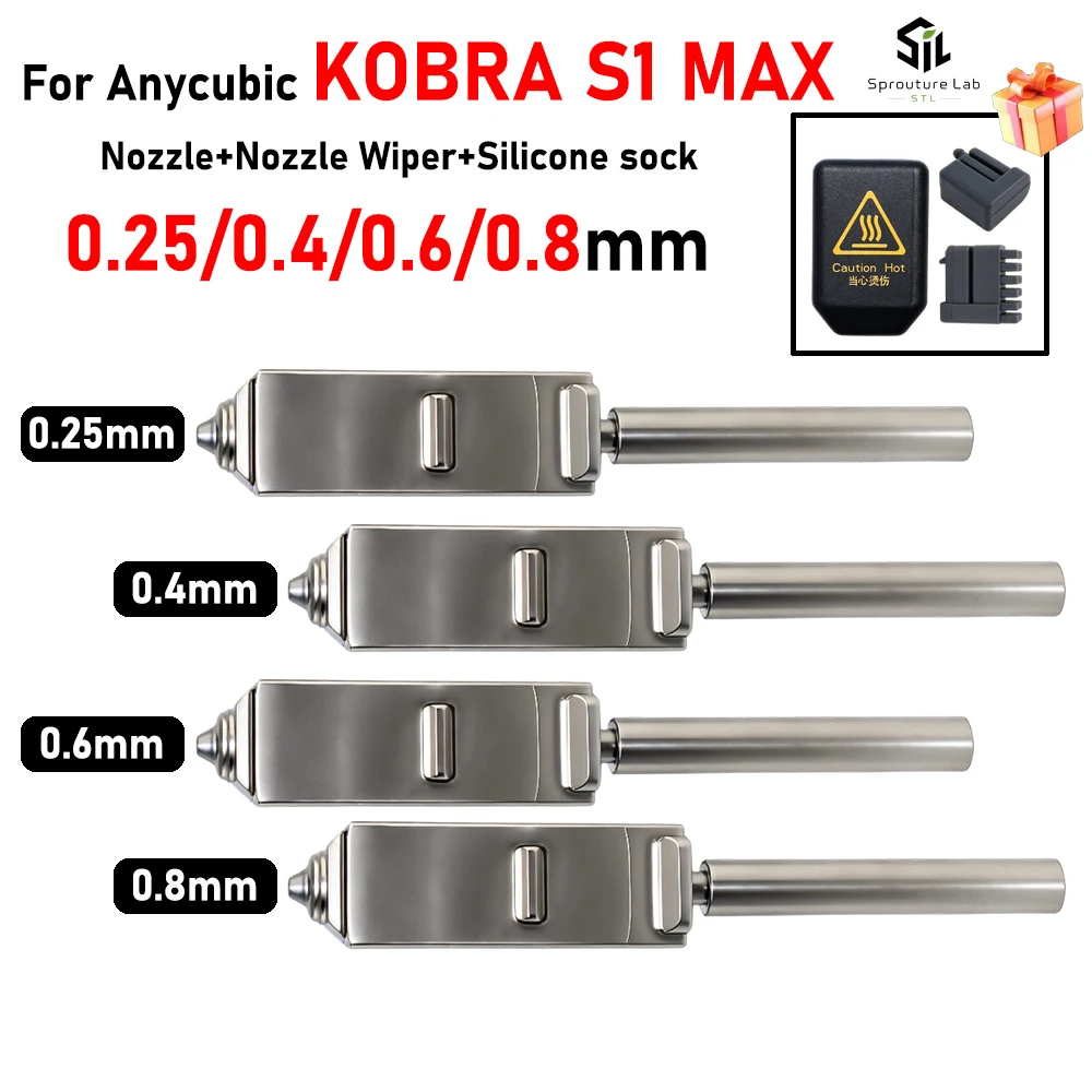 For Anycubic Kobra S1 Max Nozzle With Silicone Sock 0.25 0.4 0.6 0.8 Kobra S1 Max Combo Extruder Hot End 3d Printer Accessories
For Anycubic Kobra S1 Max Nozzle With Silicone Sock 0.25 0.4 0.6 0.8 Kobra S1 Max Combo Extruder Hot End 3d Printer Accessories