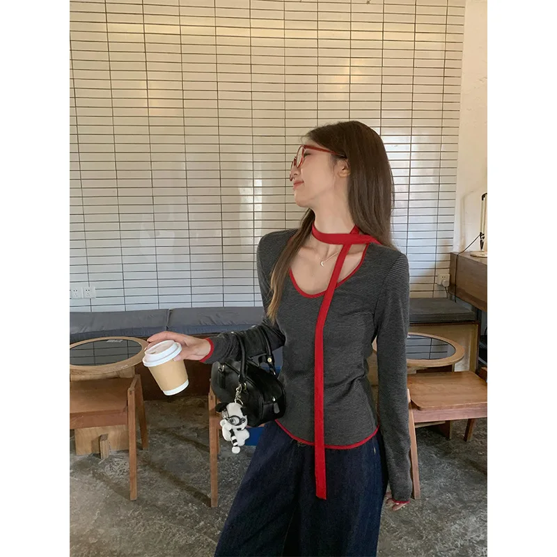 Женская осенне-зимняя новинка: приталенный топ с длинным рукавом, в стиле колор-блок, с полосатым узором, в стиле «Spicy Girl»
Женская осенне-зимняя новинка: приталенный топ с длинным рукавом, в стиле колор-блок, с полосатым узором, в стиле «Spicy Girl»