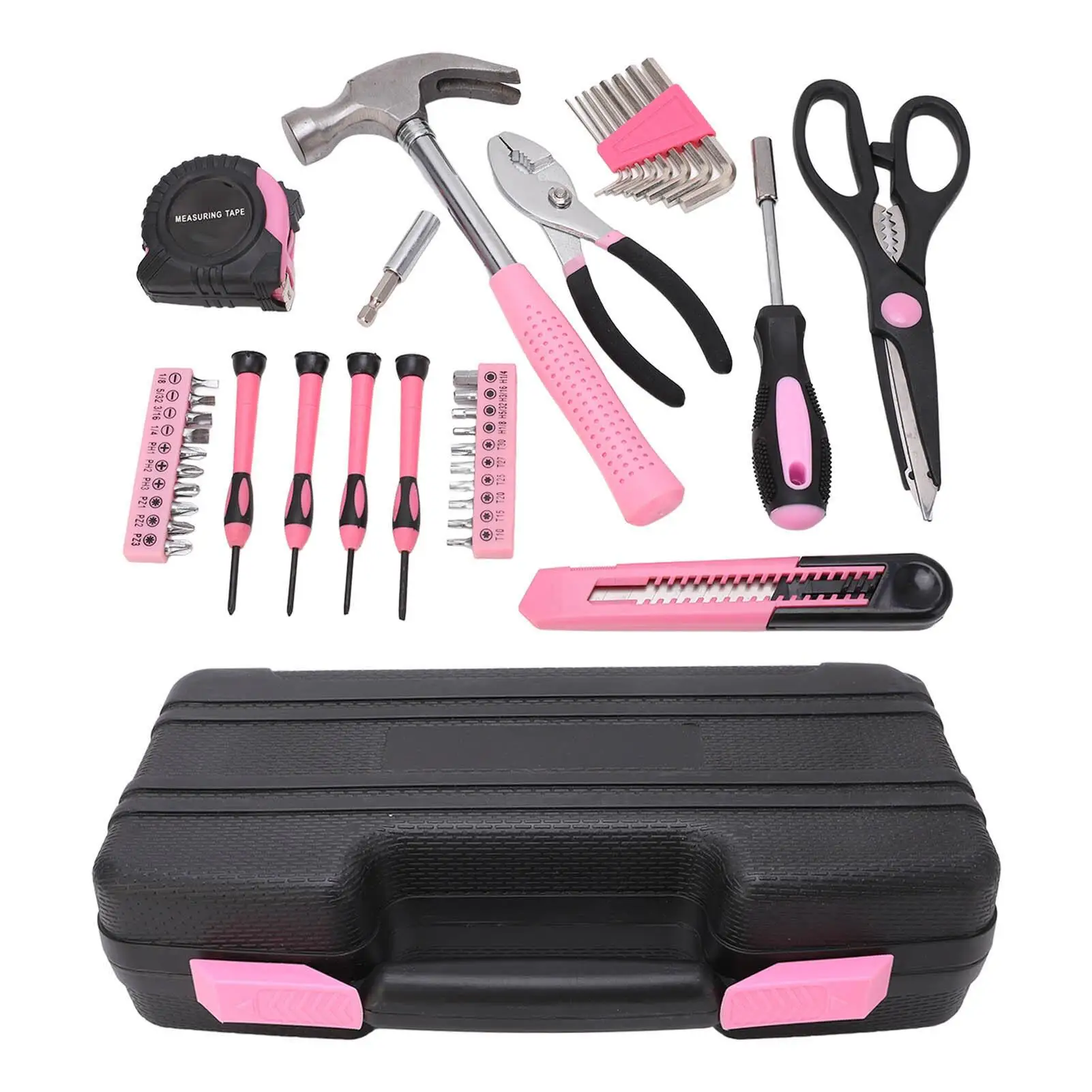 39-Piece Household Tool Kit Pink Portable Hand Toolbox Hammer Screwdriver Wrench Repair Maintenance Tool Set for girl Boy
39-Piece Household Tool Kit Pink Portable Hand Toolbox Hammer Screwdriver Wrench Repair Maintenance Tool Set for girl Boy