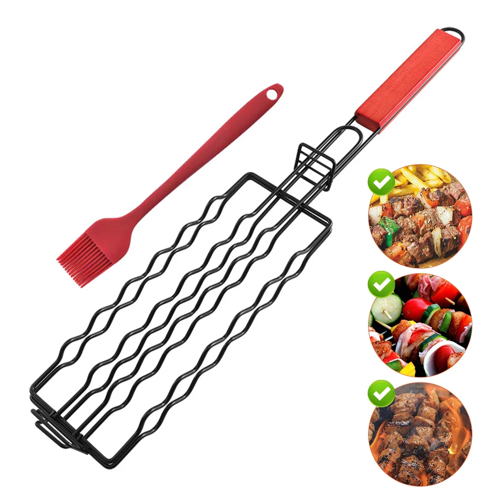 Sausage Grilling Mesh Wooden Handle Barbecue Sausage Grilling Basket Stainless Steel Reusable Barbecue Tools with Buckle
Sausage Grilling Mesh Wooden Handle Barbecue Sausage Grilling Basket Stainless Steel Reusable Barbecue Tools with Buckle