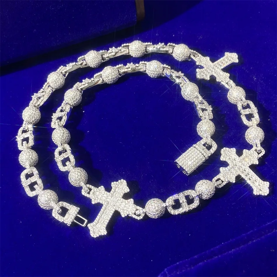 Fashion Design Rhodium Plated 925 Sterling Silver Vsv Moissanite 5A CZ Iced Out Diamond Ball Cross Pendant Necklaces For Gift
Fashion Design Rhodium Plated 925 Sterling Silver Vsv Moissanite 5A CZ Iced Out Diamond Ball Cross Pendant Necklaces For Gift