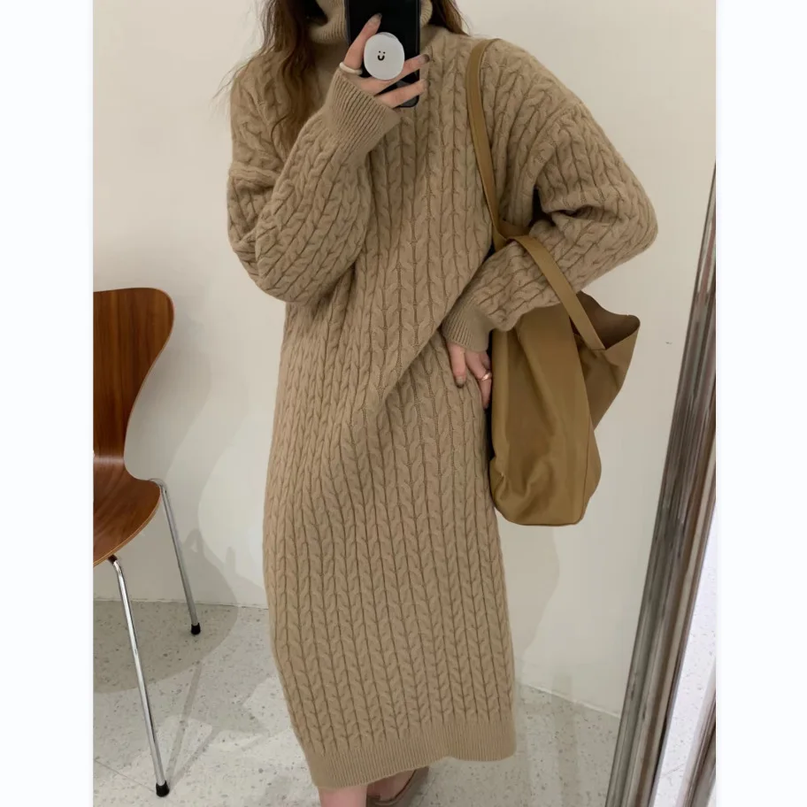 Fashion Elegant Lady Solid Sweaters Dress Autumn Winter Women's Clothing Long Sleeve Temperament Turtleneck Knitted Dress CQ367
Fashion Elegant Lady Solid Sweaters Dress Autumn Winter Women's Clothing Long Sleeve Temperament Turtleneck Knitted Dress CQ367