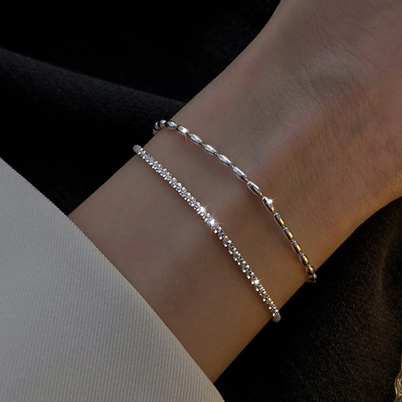 New Fashion S925 Sterling Silver Double Layer Bracelet Beads Exquisite Simple Women Bracelet Fine Jewelry Accessories
New Fashion S925 Sterling Silver Double Layer Bracelet Beads Exquisite Simple Women Bracelet Fine Jewelry Accessories