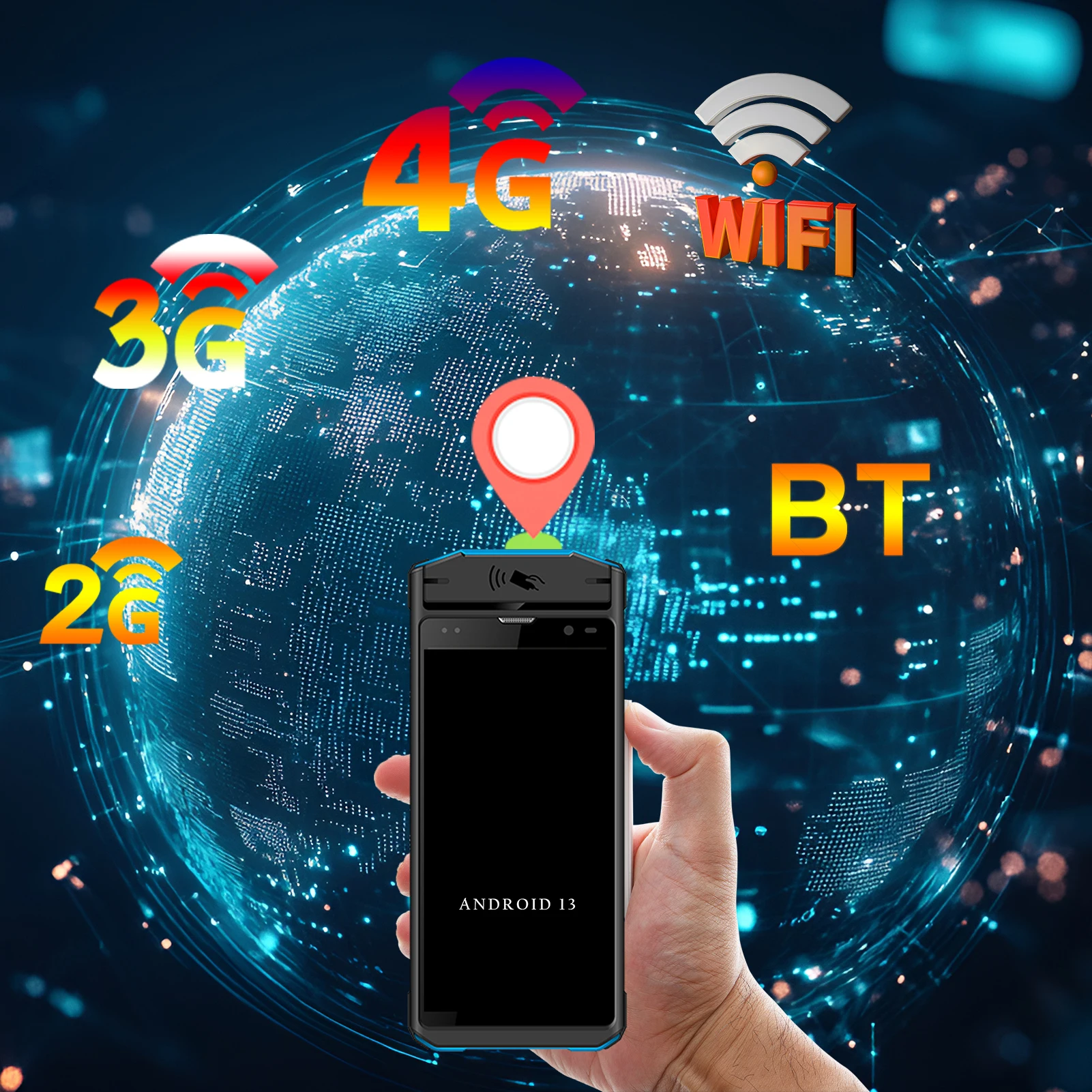 Bisofice Android 13.0 Barcode Scanner Handheld Mobile PDA Terminal Machine Support QR Code with 5.7 Inch Touchscreen