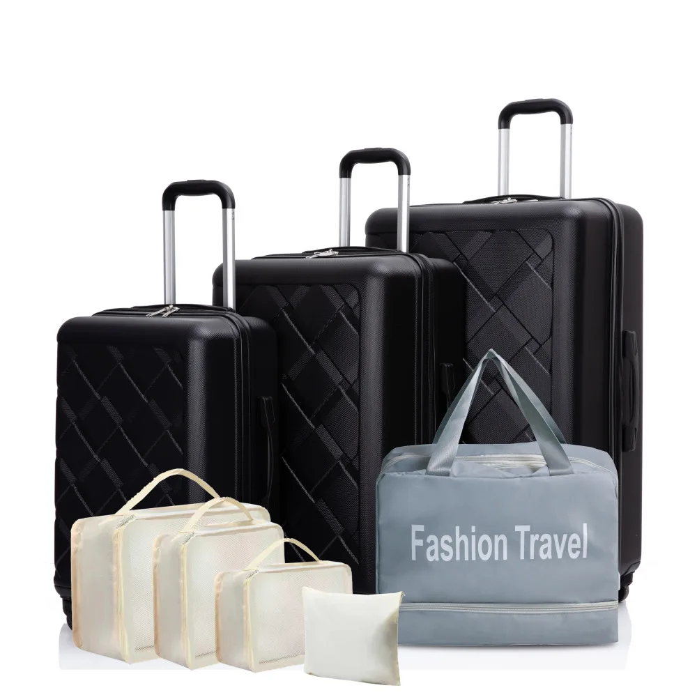 8Pcs ABS Hardside Travel Luggage Set Lightweight Durable Suitcase 360° Spinner Wheels Tote Bag 4 Storage Bags Black
8Pcs ABS Hardside Travel Luggage Set Lightweight Durable Suitcase 360° Spinner Wheels Tote Bag 4 Storage Bags Black