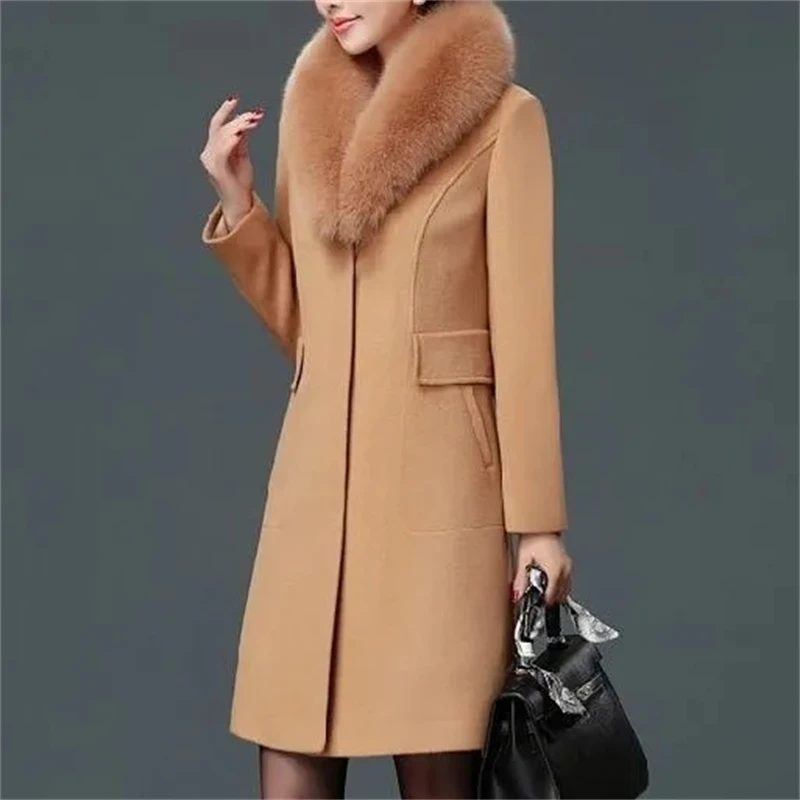 Winter Woolen Long Coat Casual Women Fur Collar Faux Wool Jacket Fall Fashion Korean Ladies Black Clothes New
Winter Woolen Long Coat Casual Women Fur Collar Faux Wool Jacket Fall Fashion Korean Ladies Black Clothes New