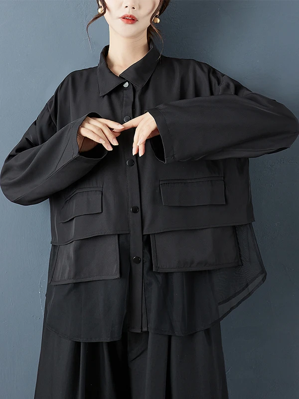 k Sle Batwing Свободная женская блузка премиум-класса Spring Autumn Me Splicing Large ket Design Versatile Gothic Faion
k Sle Batwing Свободная женская блузка премиум-класса Spring Autumn Me Splicing Large ket Design Versatile Gothic Faion