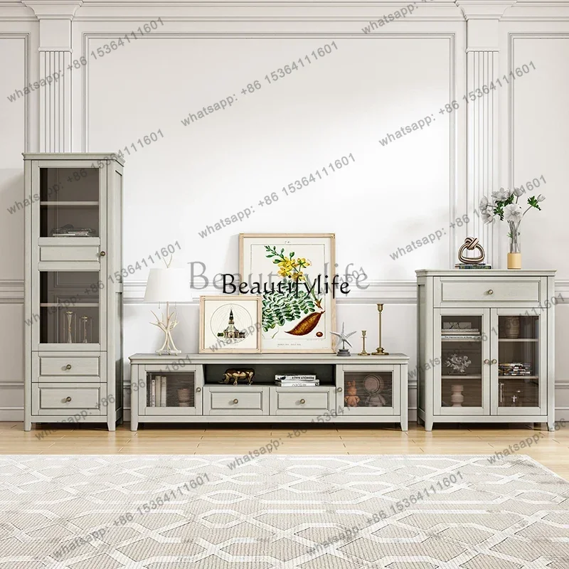 XX59American light luxury solid wood TV cabinet modern simple high and low floor cabinet small apartment gray furniture
XX59American light luxury solid wood TV cabinet modern simple high and low floor cabinet small apartment gray furniture
