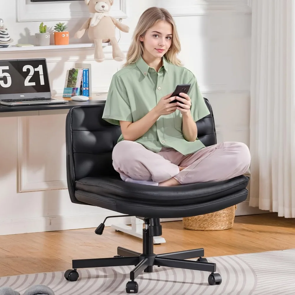 Criss Cross Legged Office Chair with Wheels, Extra Wide Armless Comfy Desk Chair for Home Bedroom, 2 Layer Cushion Larg
Criss Cross Legged Office Chair with Wheels, Extra Wide Armless Comfy Desk Chair for Home Bedroom, 2 Layer Cushion Larg