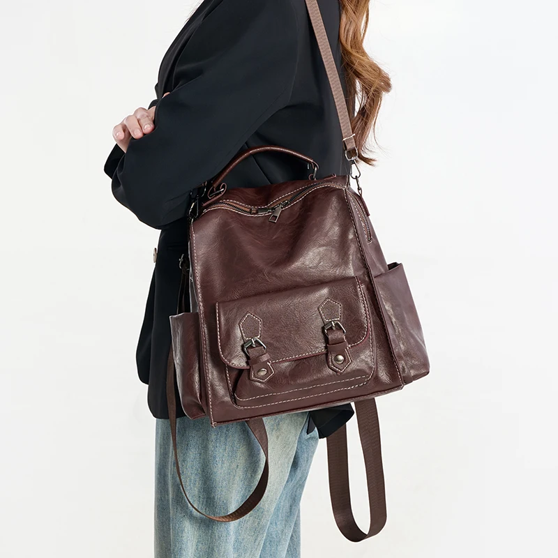 Women's retro vintage pu leather backpack casual Korean style large capacity Moses girl campus women's notebook travel backpack
Women's retro vintage pu leather backpack casual Korean style large capacity Moses girl campus women's notebook travel backpack