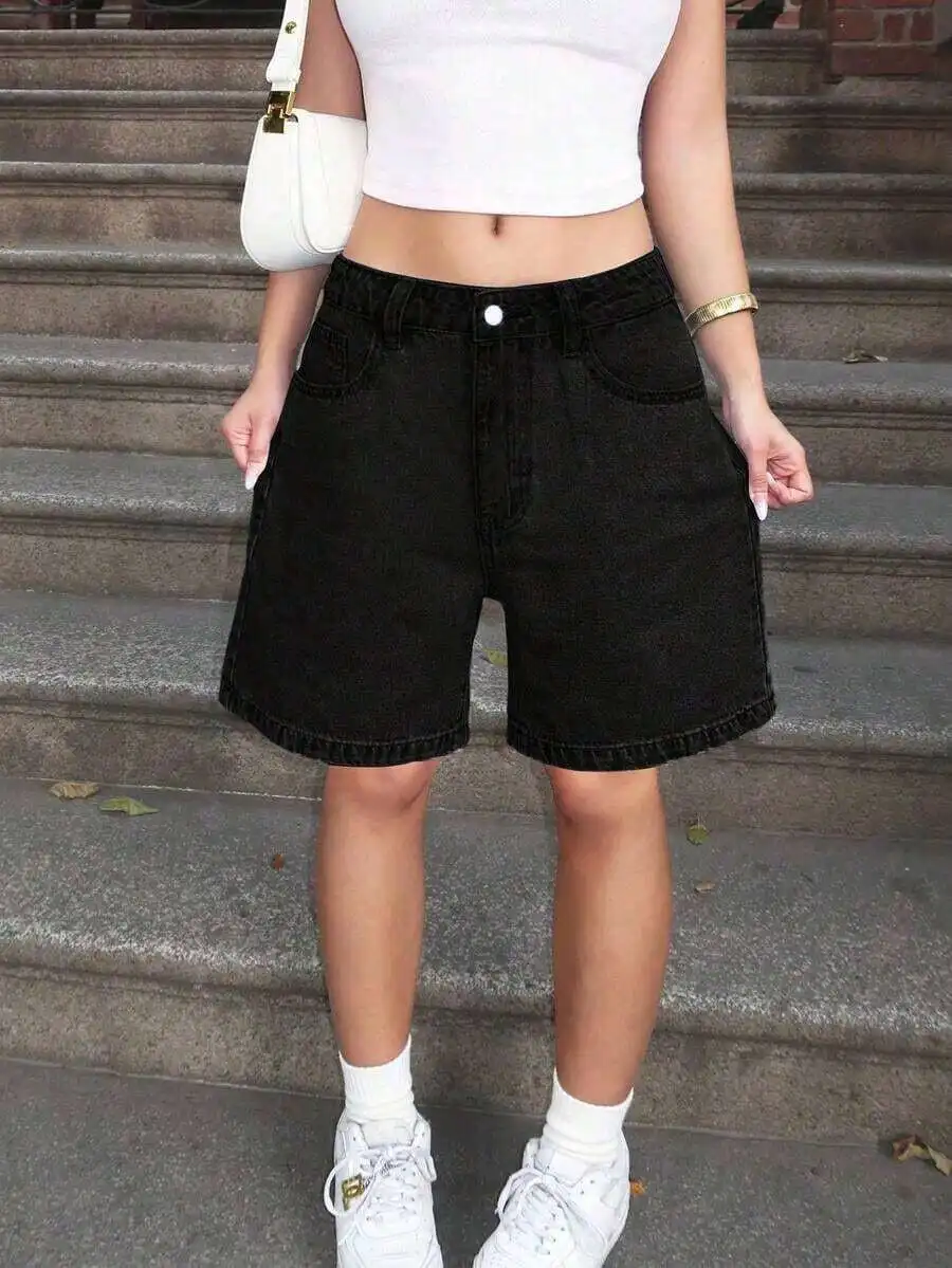 Womens Plain Denim Bermuda Shorts Casual Summer Style
Womens Plain Denim Bermuda Shorts Casual Summer Style