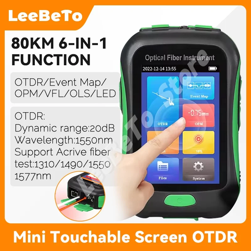 MINi OTDR AUA-16U/A 80KM Active Fiber Live Test 1550nm 20dB Fiber Optic Reflectometer Touch Screen VFL OLS OPM
MINi OTDR AUA-16U/A 80KM Active Fiber Live Test 1550nm 20dB Fiber Optic Reflectometer Touch Screen VFL OLS OPM