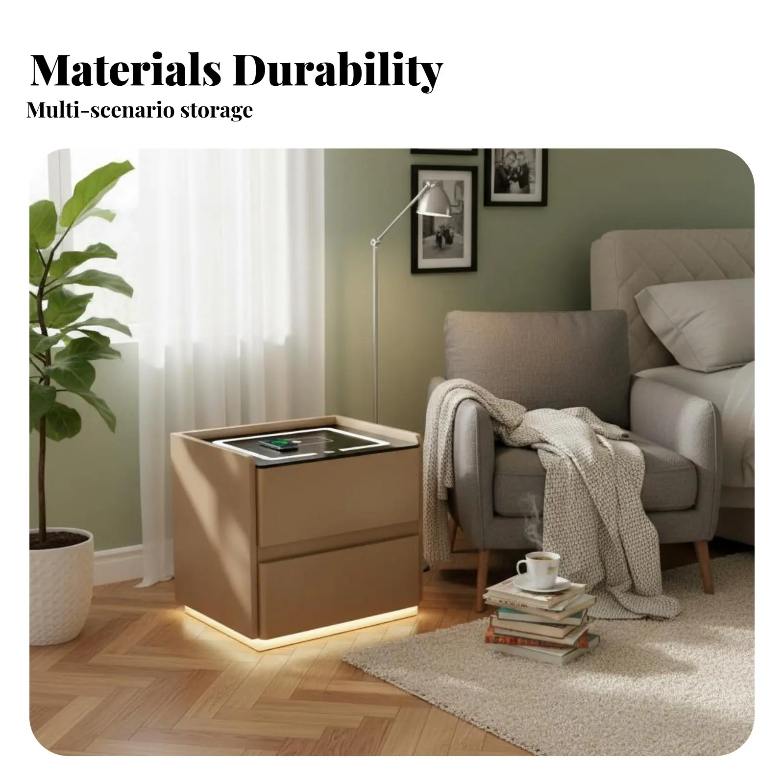 Nightstand with Drawers Code Security Lock Smart End Table Lighting Lighting Universal Serial Bus Port Charging Port
Nightstand with Drawers Code Security Lock Smart End Table Lighting Lighting Universal Serial Bus Port Charging Port