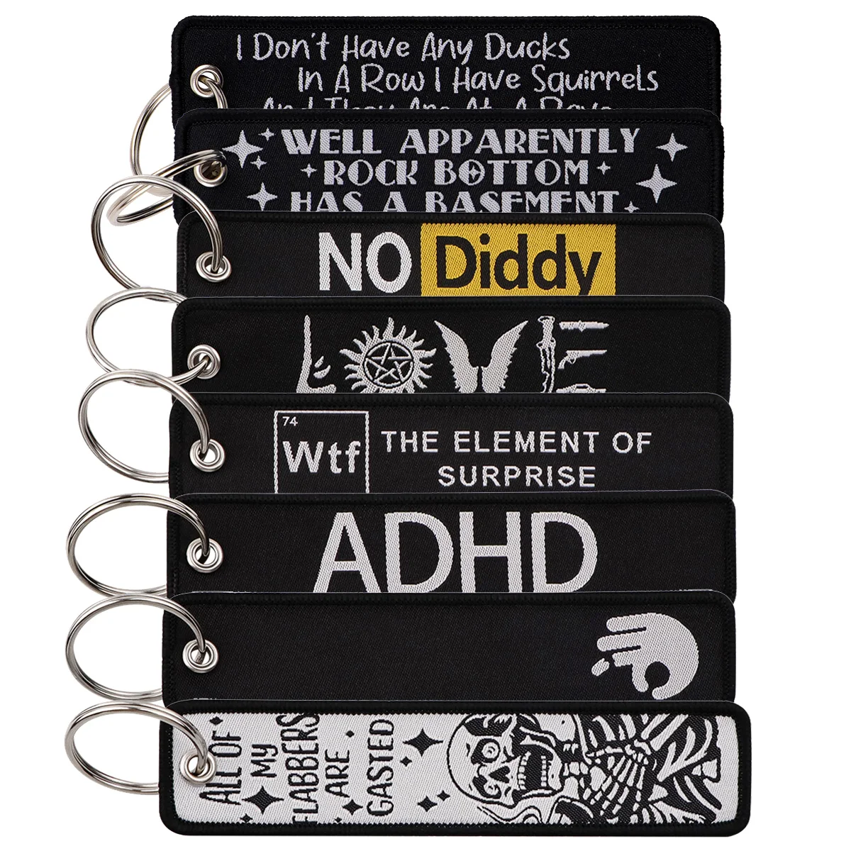 Quotations Embroidery Key Fob Black Key Tag For Cars Backpack Chaveiro Keychain Fashion Keyring Gifts for Men Women Accessories
Quotations Embroidery Key Fob Black Key Tag For Cars Backpack Chaveiro Keychain Fashion Keyring Gifts for Men Women Accessories