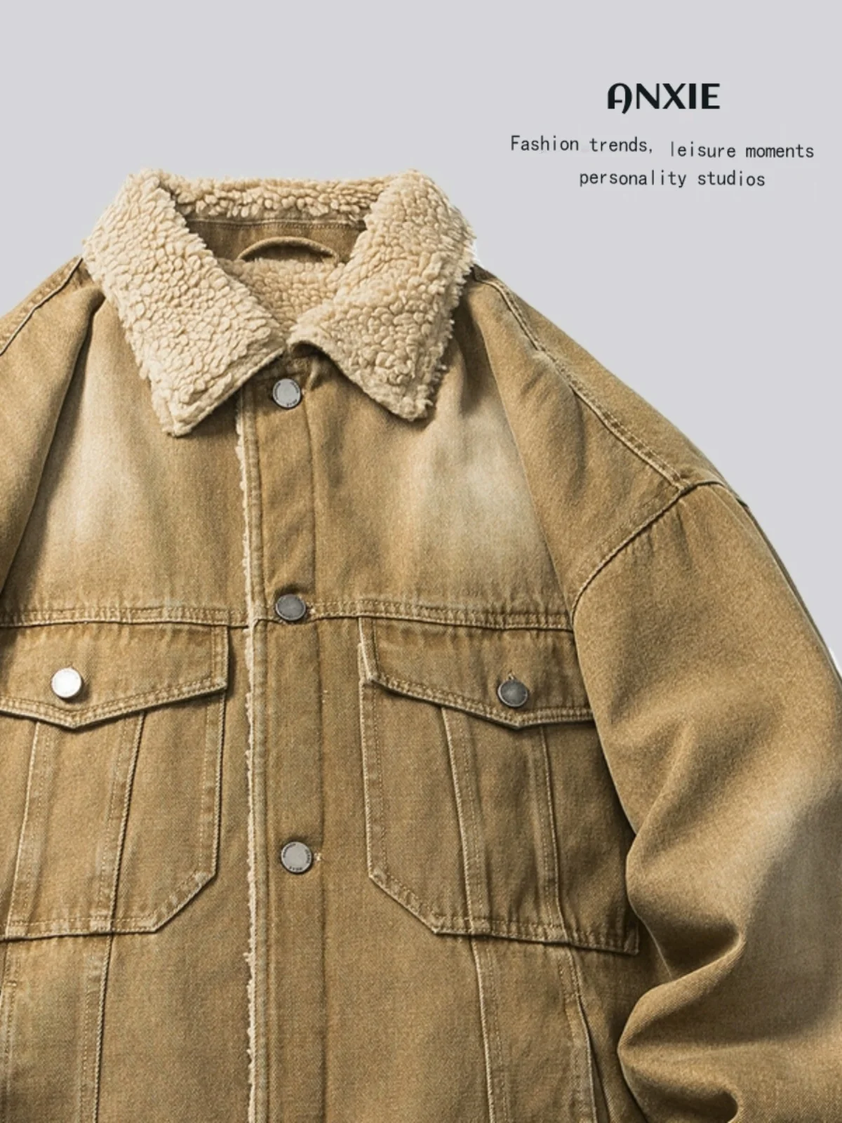 ANXIE Trendy Brand Loose Men's Denim Lamb Fur Cotton Jaet Winter Thiened Flap Collar Casual Outerwear for Couples
ANXIE Trendy Brand Loose Men's Denim Lamb Fur Cotton Jaet Winter Thiened Flap Collar Casual Outerwear for Couples