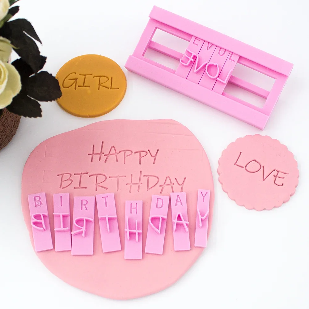 PLA alphabet stamp words greeting full set letter pla plastic embosser stamp cookie cutter cake mold cake tools 
PLA alphabet stamp words greeting full set letter pla plastic embosser stamp cookie cutter cake mold cake tools