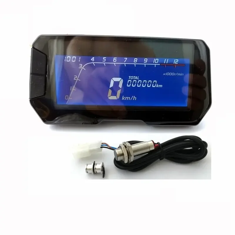Motorcycle naked car modified blue screen LCD instrument speed adjustable speed water temperature oil meter
Motorcycle naked car modified blue screen LCD instrument speed adjustable speed water temperature oil meter