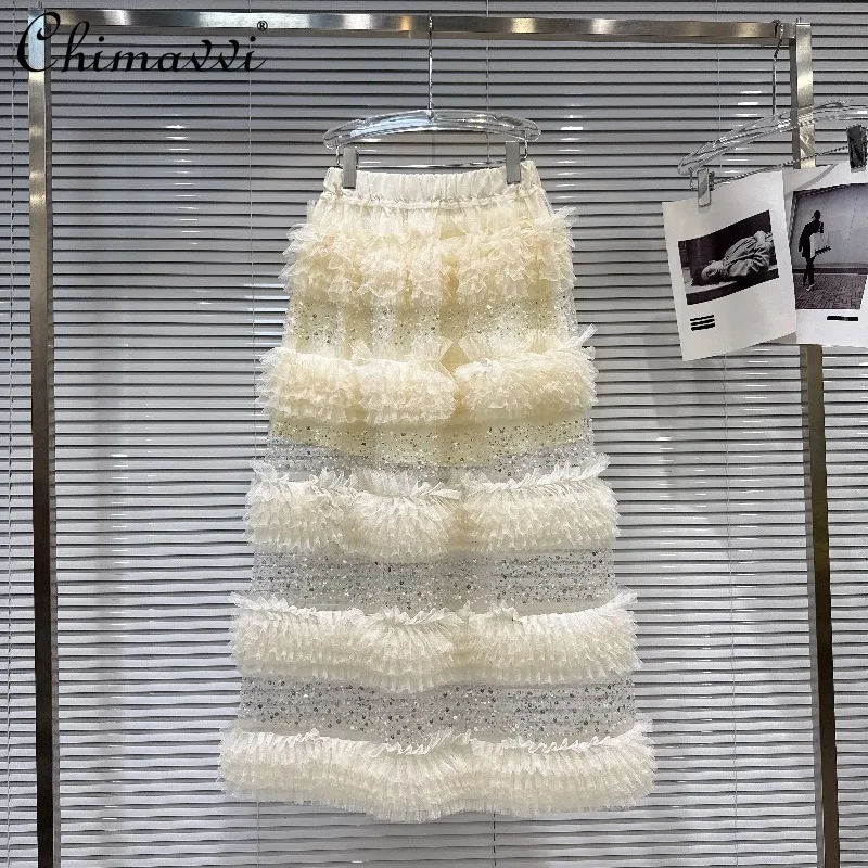 2026 весна и лето, новая мода, милые лоскутные сказочные юбки с рюшами и бисером, элегантная длинная сетчатая юбка с высокой талией для похудения
2026 весна и лето, новая мода, милые лоскутные сказочные юбки с рюшами и бисером, элегантная длинная сетчатая юбка с высокой талией для похудения