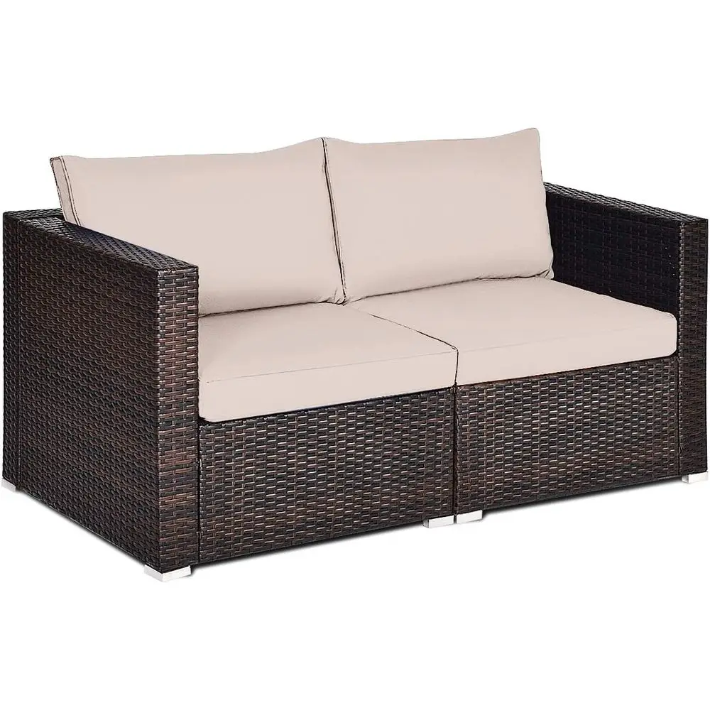 2-Piece Rattan Patio Loveseat with Removable Cushions for Outdoor Living Spaces
2-Piece Rattan Patio Loveseat with Removable Cushions for Outdoor Living Spaces