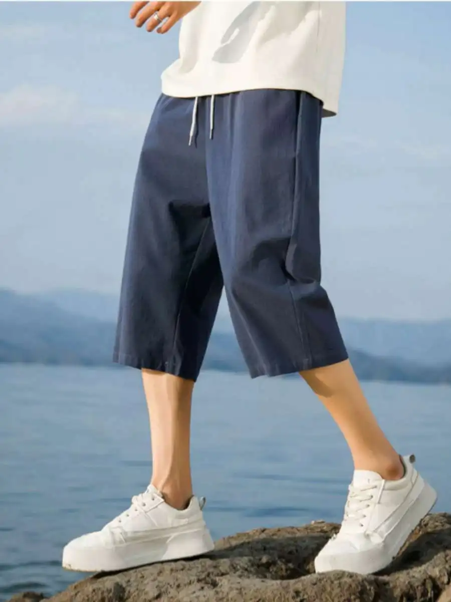 Новые летние повседневные мужские брюки из хлопка и льна свободного кроя с прямыми штанинами, средней посадкой, в корейском стиле, укороченные, больших размеров
Новые летние повседневные мужские брюки из хлопка и льна свободного кроя с прямыми штанинами, средней посадкой, в корейском стиле, укороченные, больших размеров