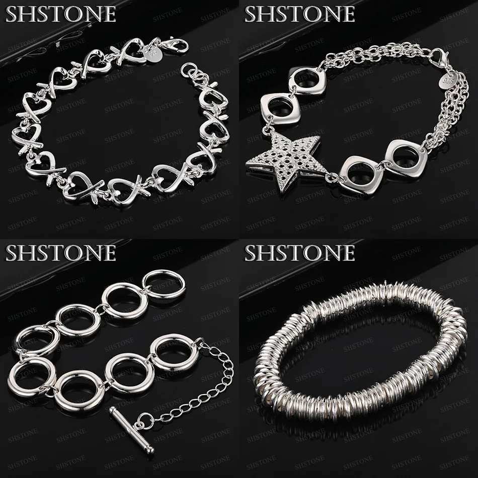 Fashion Fine 925 Sterling Silver Star Heart Shaped Multi-Circle Bracelets Women Gift Christmas Party Popular Jewelry Accessories
Fashion Fine 925 Sterling Silver Star Heart Shaped Multi-Circle Bracelets Women Gift Christmas Party Popular Jewelry Accessories