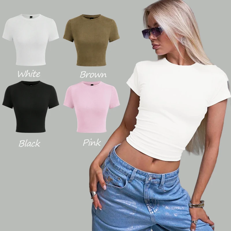 Женские летние молодежные эластичные обтягивающие футболки с короткими рукавами для фитнеса, сексуальный укороченный топ, дышащая модная футболка, повседневные топы с открытым пупком
Женские летние молодежные эластичные обтягивающие футболки с короткими рукавами для фитнеса, сексуальный укороченный топ, дышащая модная футболка, повседневные топы с открытым пупком